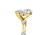 Yellow gold Pear Solitaire Diamond Ring with Bezel Set Side Stones and Prong Setting_26