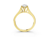 Yellow gold Pear Solitaire Diamond Ring with Cathedral Band and Four-Prong Setting_68