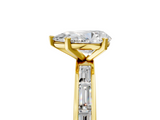 Yellow gold Pear Solitaire Diamond Ring with Channel-Set Baguette Band and Four-Prong Setting_97