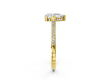 Yellow gold Pear Solitaire Diamond Ring with Channel Set Band and Bezel Prong Setting_82