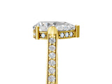 Yellow gold Pear Solitaire Diamond Ring with Channel Set Band and Bezel Prong Setting_85