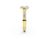 Yellow gold Pear Solitaire Diamond Ring with Channel-Set Band and Four-Prong Setting_10