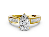 Yellow gold Pear Solitaire Diamond Ring with Channel-Set Band and Four-Prong Setting_8