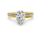 Yellow gold Pear Solitaire Diamond Ring with Channel Set Band and Six-Prong Setting_60