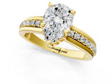 Yellow gold Pear Solitaire Diamond Ring with Channel Set Band and Six-Prong Setting_61