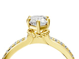 Yellow gold Pear Solitaire Diamond Ring with Channel Set Band and Six-Prong Setting_64
