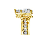 Yellow gold Pear Solitaire Diamond Ring with Channel Set Band and Six-Prong Setting_65