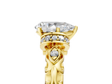Yellow gold Pear Solitaire Diamond Ring with Filigree Band and Four-Prong Setting_74