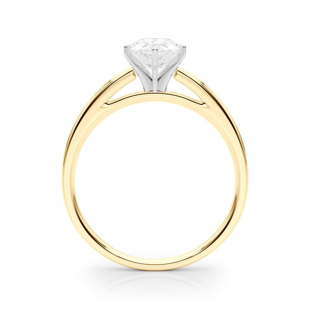 Yellow gold Pear Solitaire Diamond Ring with Four-Prong Setting and Classic Band 2