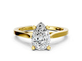 Yellow gold Pear Solitaire Diamond Ring with Four-Prong Setting and Tapered Band 1