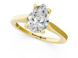 Yellow gold Pear Solitaire Diamond Ring with Four-Prong Setting and Tapered Band 2
