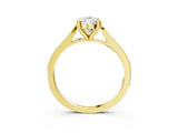 Yellow gold Pear Solitaire Diamond Ring with Four-Prong Setting and Tapered Band 4