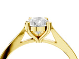 Yellow gold Pear Solitaire Diamond Ring with Four-Prong Setting and Tapered Band 5