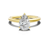 Yellow gold Pear Solitaire Diamond Ring with Four-Prong Setting on a Plain Band_20