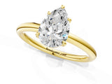 Yellow gold Pear Solitaire Diamond Ring with Four-Prong Setting on a Plain Band_21