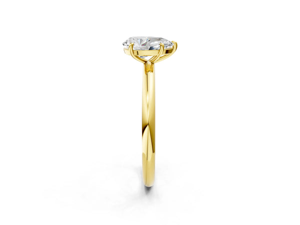 Yellow Gold Pear-Shaped Low Set Solitaire Engagement Ring Setting with Plain Band