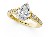 Yellow gold Pear Solitaire Diamond Ring with Pavé Band and Four-Prong Setting_147
