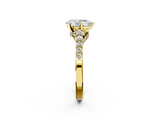 Yellow gold Pear Solitaire Diamond Ring with Pavé Band and Four-Prong Setting_148