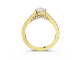 Yellow gold Pear Solitaire Diamond Ring with Pavé Band and Four-Prong Setting_149