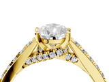 Yellow gold Pear Solitaire Diamond Ring with Pavé Band and Four-Prong Setting_150