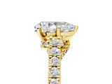 Yellow gold Pear Solitaire Diamond Ring with Pavé Band and Four-Prong Setting_151