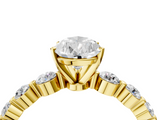 Yellow gold Pear Solitaire Diamond Ring with Pave Band and Four-Prong Setting_179