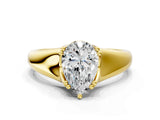 Yellow gold Pear Solitaire Diamond Ring with Six-Prong Cathedral Setting_32