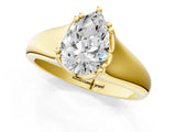 Yellow gold Pear Solitaire Diamond Ring with Six-Prong Cathedral Setting_33