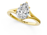 Yellow gold Pear Solitaire Diamond Ring with Six-Prong Setting and Tapered Band_27