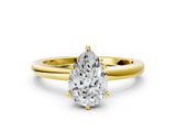 Yellow gold Pear Solitaire Diamond Ring with Six-Prong Setting on a Classic Band_3