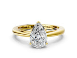 Yellow gold Pear Solitaire Diamond Ring with Split Shank and Four-Prong Setting_12