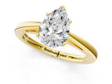 Yellow gold Pear Solitaire Diamond Ring with Split Shank and Four-Prong Setting_13