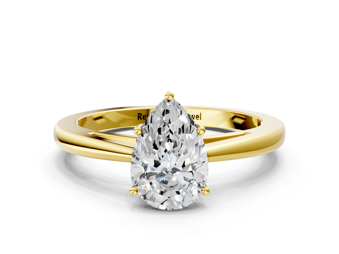 Yellow gold Pear Solitaire Diamond Ring with Split Shank and Four-Prong Setting_20