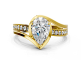 Yellow gold Pear Solitaire Diamond Ring with Split Shank and Prong Setting_66
