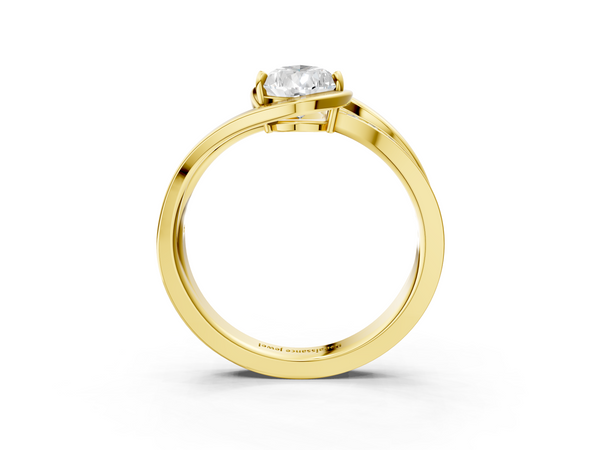 Yellow Gold Pear-Shaped Bypass Split Shank Engagement Ring Setting with Channel Set Accents