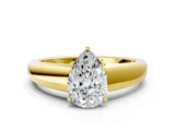 Yellow gold Pear Solitaire Diamond Ring with Tapered Band and Four-Prong Setting_69