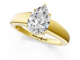 Yellow gold Pear Solitaire Diamond Ring with Tapered Band and Four-Prong Setting_70