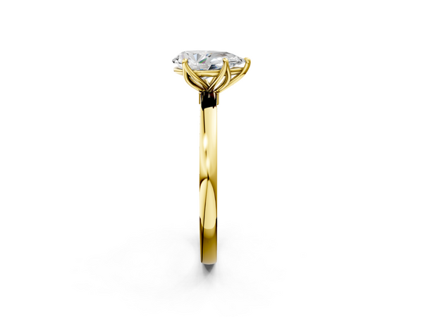 Yellow gold Pear Solitaire Diamond Ring with Thin Band and Four-Prong Setting