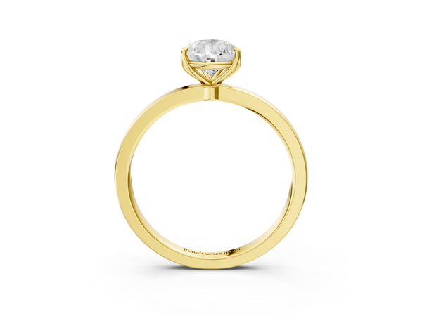 Yellow gold Pear Solitaire Diamond Ring with Thin Band and Four-Prong Setting