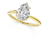 Yellow gold Pear Solitaire Diamond Ring with a Classic Band and Four-Prong Setting 1