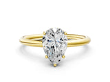 Yellow gold Pear Solitaire Diamond Ring with a Classic Band and Four-Prong Setting