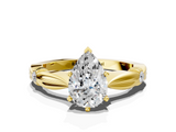 Yellow gold Pear Solitaire Diamond Twisted Band with Four-Prong Setting_61