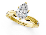 Yellow gold Pear Solitaire Diamond Twisted Band with Four-Prong Setting_62