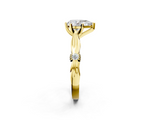 Yellow gold Pear Solitaire Diamond Twisted Band with Four-Prong Setting_63