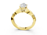 Yellow gold Pear Solitaire Diamond Twisted Band with Four-Prong Setting_64