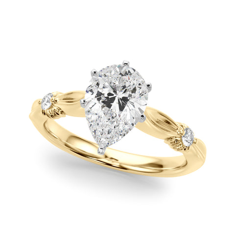 Yellow gold Pear Solitaire Diamond Twisted Band with Four-Prong Setting