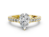 Yellow gold Pear Solitaire Diamond with Pavé Band and Four-Prong Setting_39