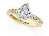 Yellow gold Pear Solitaire Diamond with Pavé Band and Four-Prong Setting_40