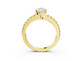 Yellow gold Pear Solitaire Diamond with Pavé Band and Four-Prong Setting_42