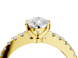 Yellow gold Pear Solitaire Diamond with Pavé Band and Four-Prong Setting_43